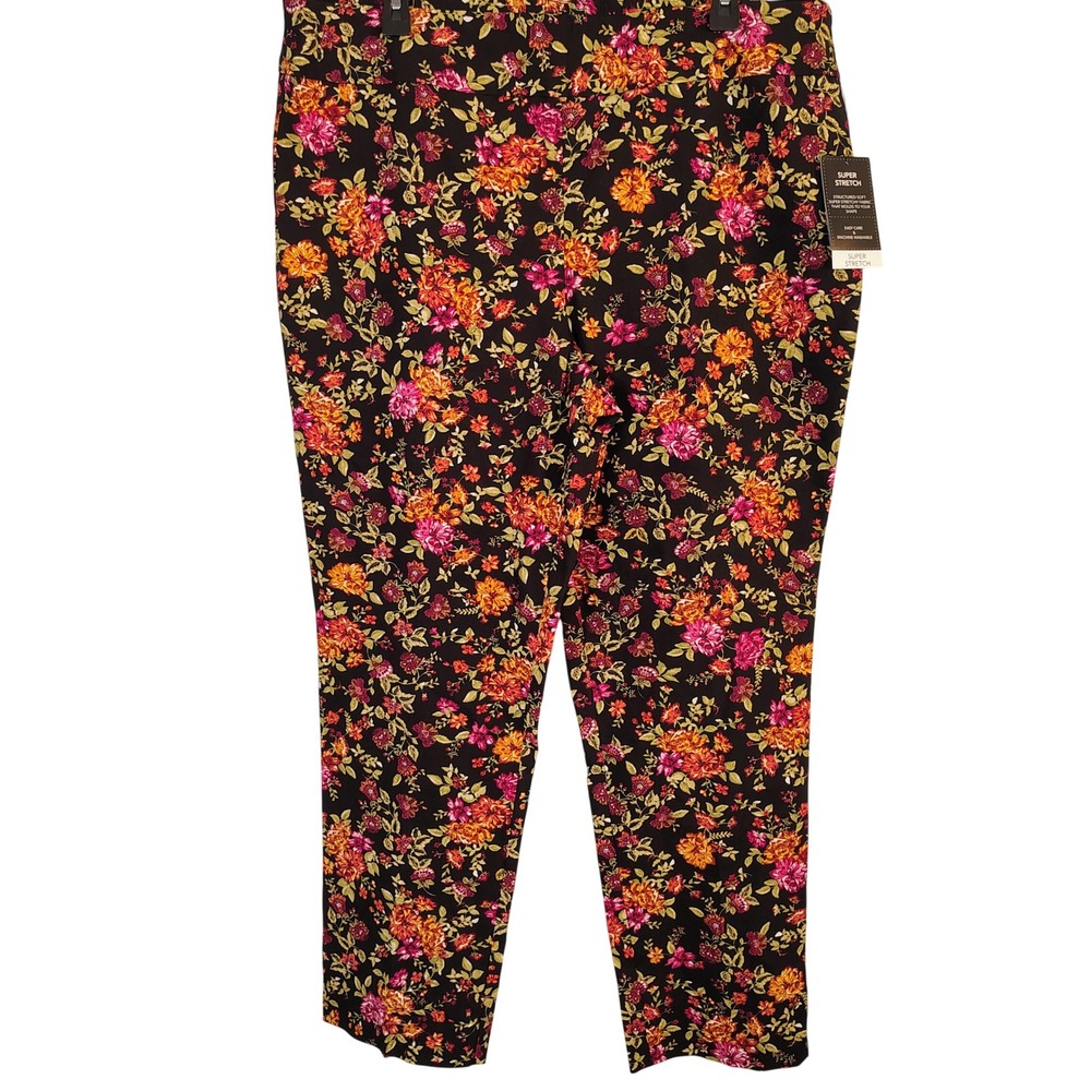 Counterparts Womens Plus 18 Super Stretch Floral Pull On Pants Black Orange Pink